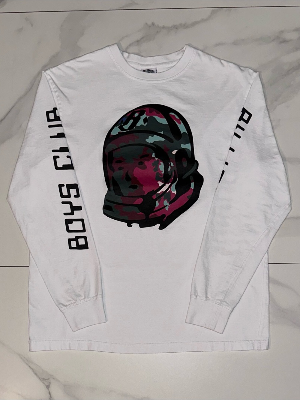 Billionaire Boys Club BBC Helmet Camo LS Tee White Sz Large